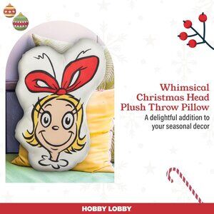 Cindy Lou Who Whimsical Head Christmas Pillow